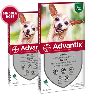ADVANTIX SPOT ON 1 pipetta 0,4 ml cani fino a 4 kg 0-4KG