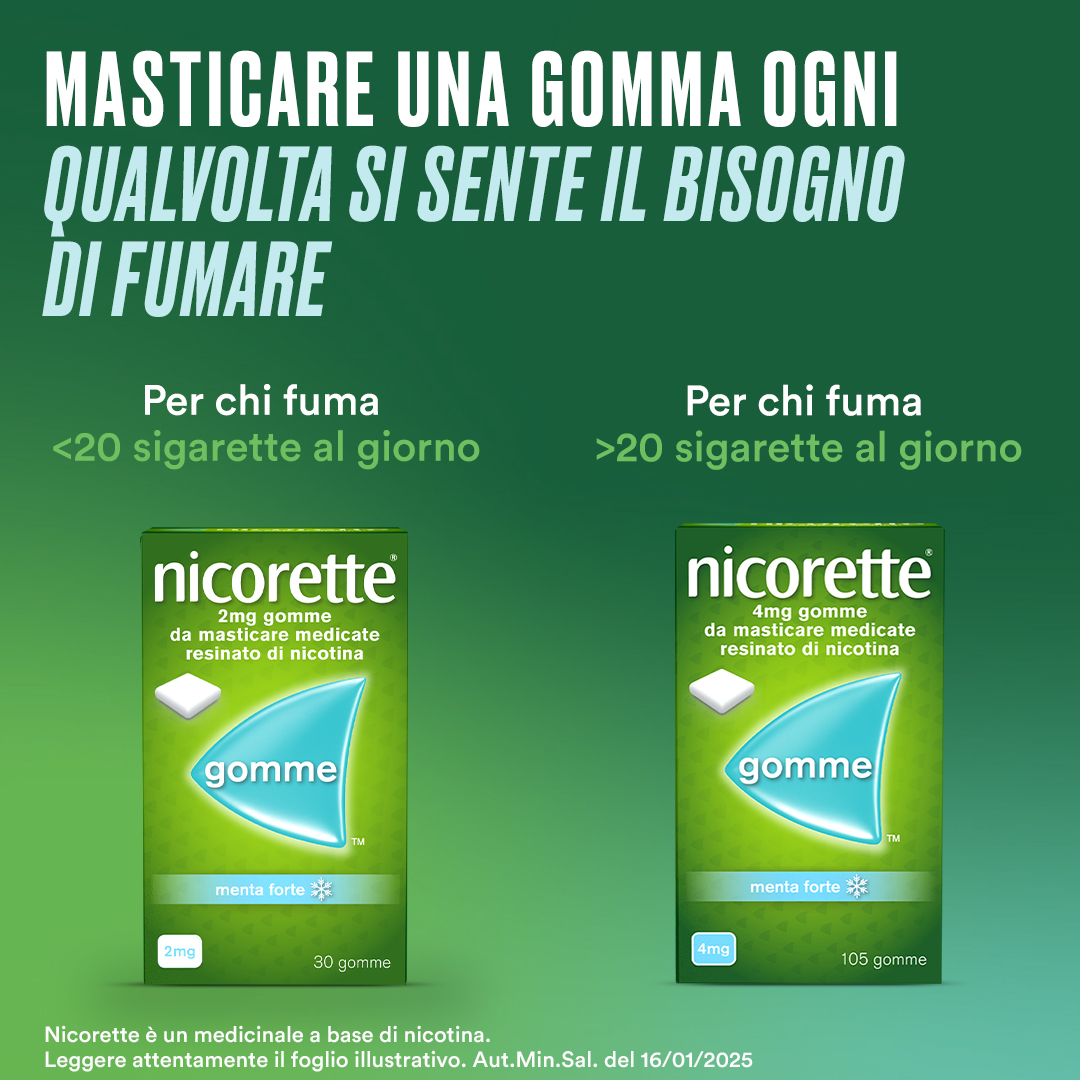 Nicorette Gomme 2 mg Nicotina Menta 30 Gomme Masticabili