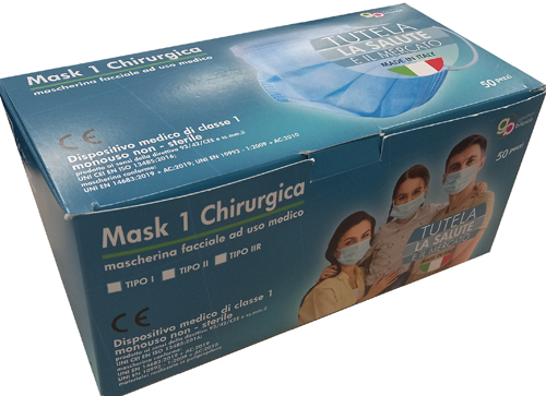 MASCHERINA CHIR I AZZURRA 50PZ