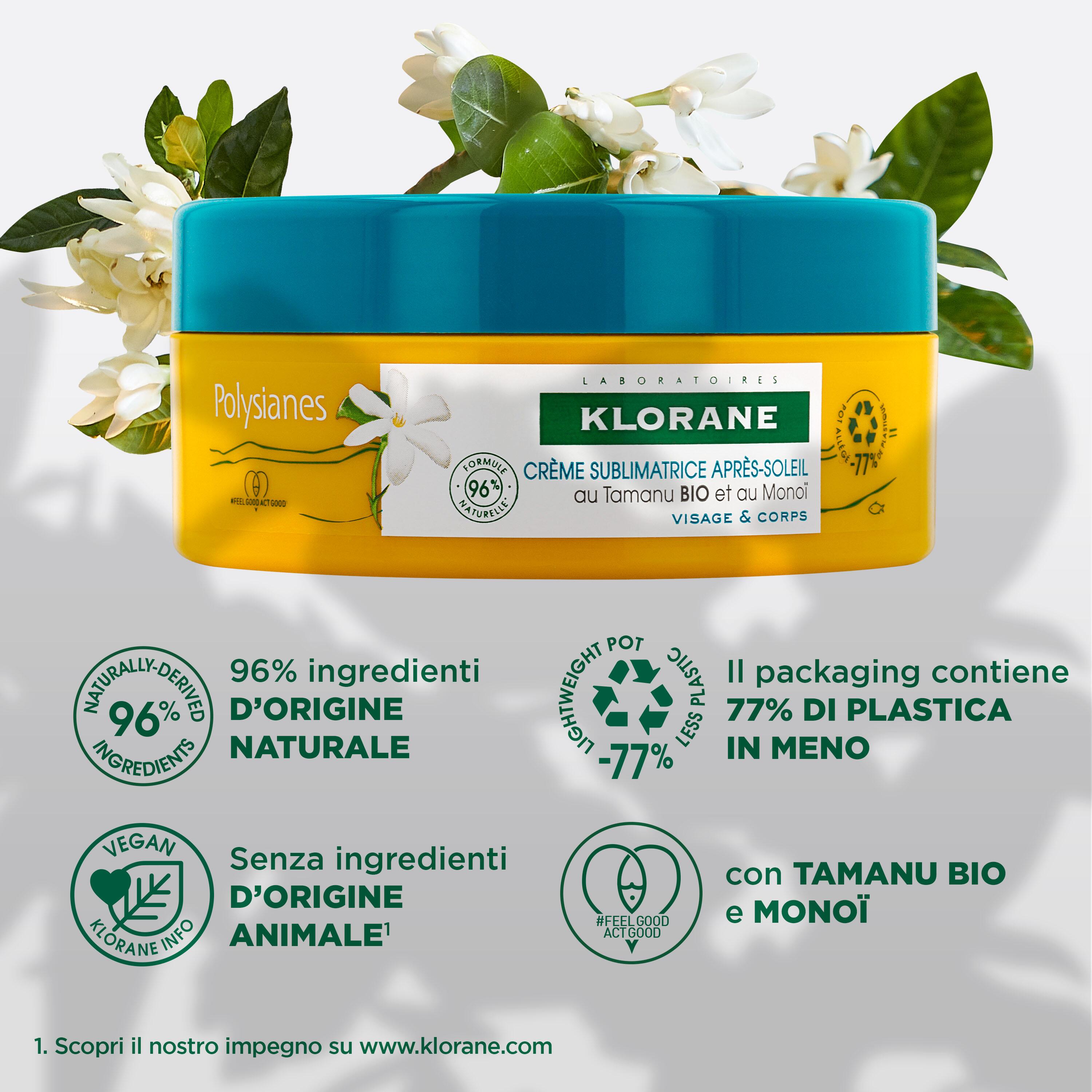 Klorane - Crema Sublimatrice Doposole Al Tamanu Bio E Monoï Viso E Corpo 200 ml