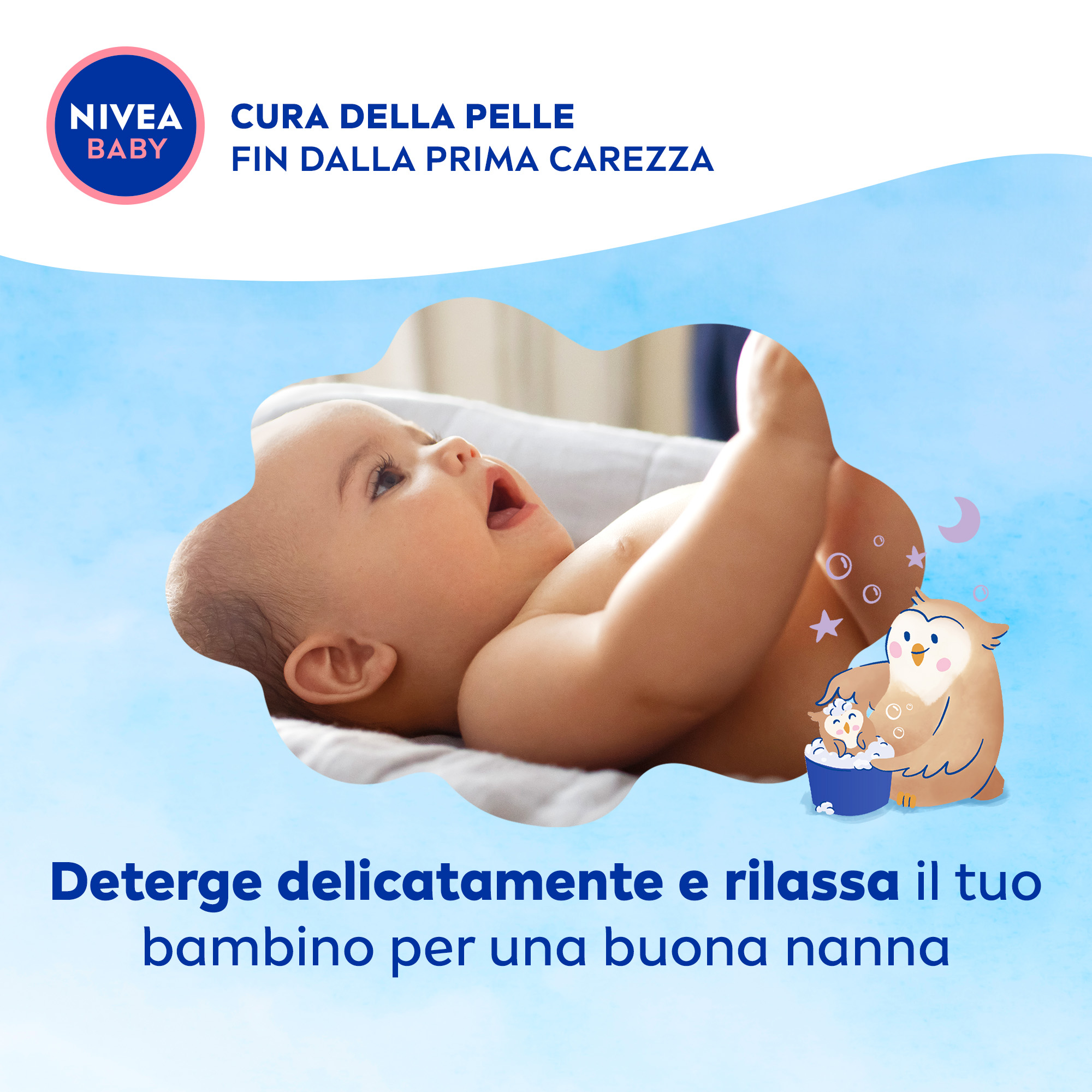 Nivea Baby Gel Doccia Dolce Nanna dai Capelli ai Piedini 200 ml, Detergente neonato corpo e capelli
