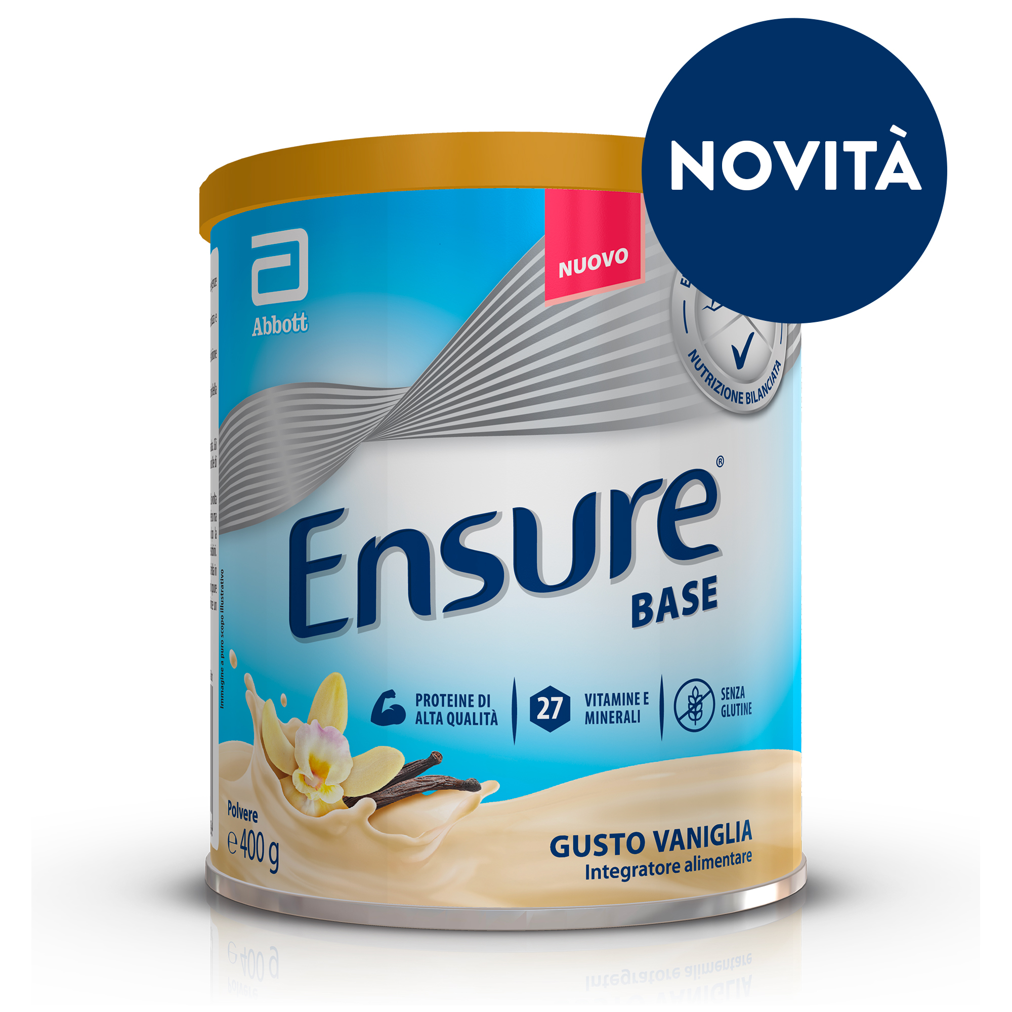 ABBOTT ENSURE BASE: Integratore alimentare che aiuta a sostenere le difese immunitarie e a contrastare stanchezza e affaticamento  - GUSTO VANIGLIA 400 gr 