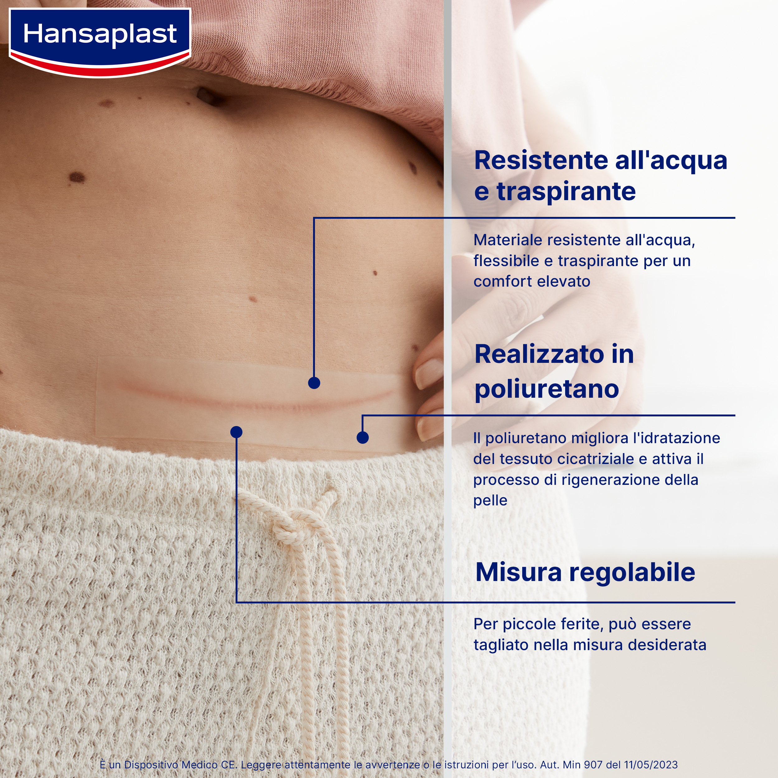 Hansaplast Cerotti Riduzione delle Cicatrici, Cerotti cicatrici trasparenti e discreti, 21 pezzi