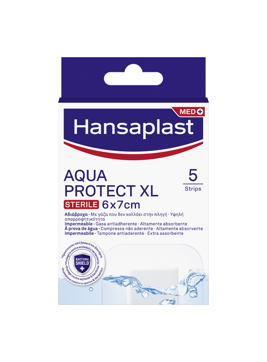 Hansaplast Cerotti Aqua Protect XL, Cerotti impermeabili per grandi ferite, 5 pezzi da 6 x 7 cm