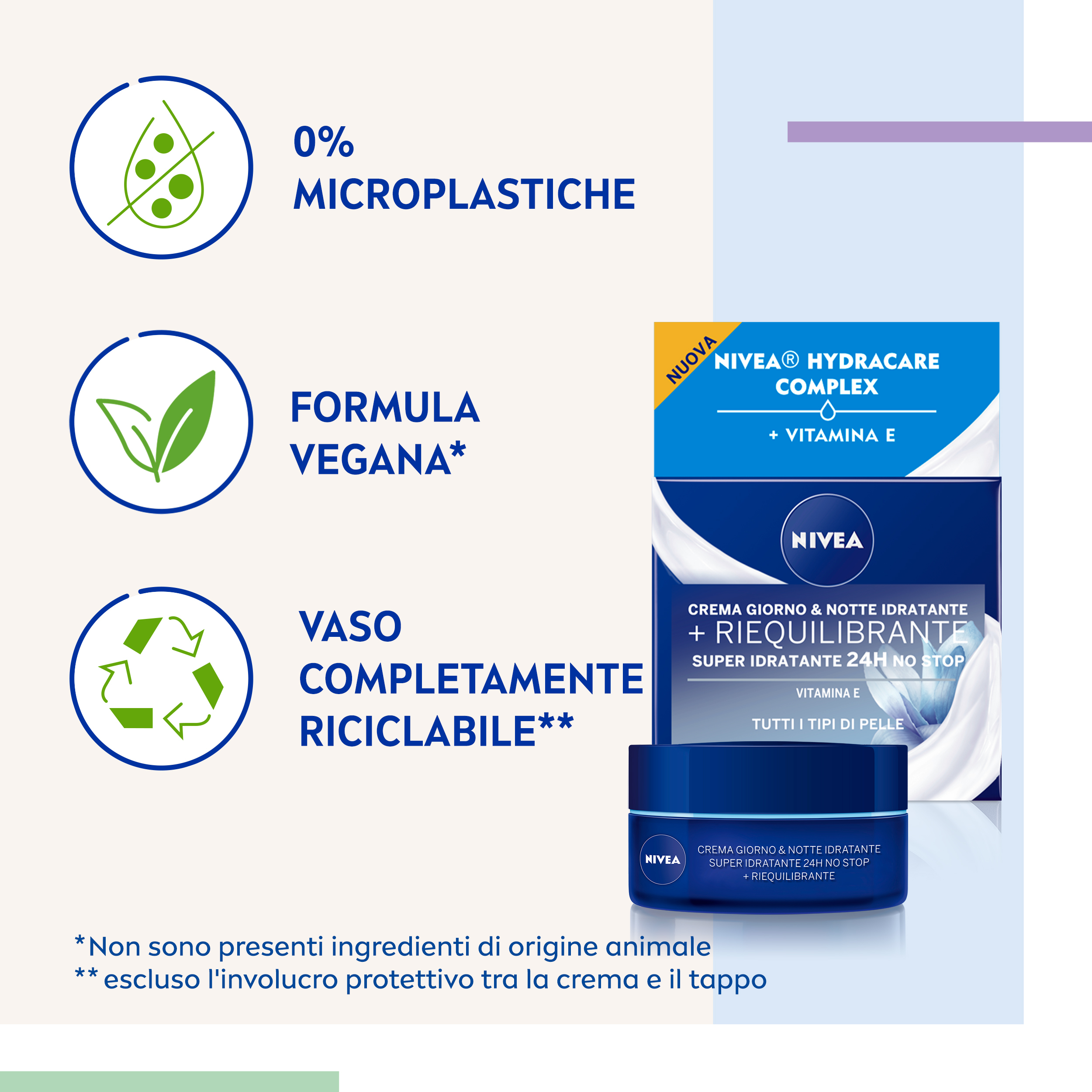 Nivea Crema Giorno & Notte Rigenerante 50 ml, Crema viso nutriente con Vitamina E e Provitamina B5