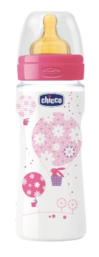 Chicco Biberon Well Being Polipropilene Girl Caucciu 330 ml +4m