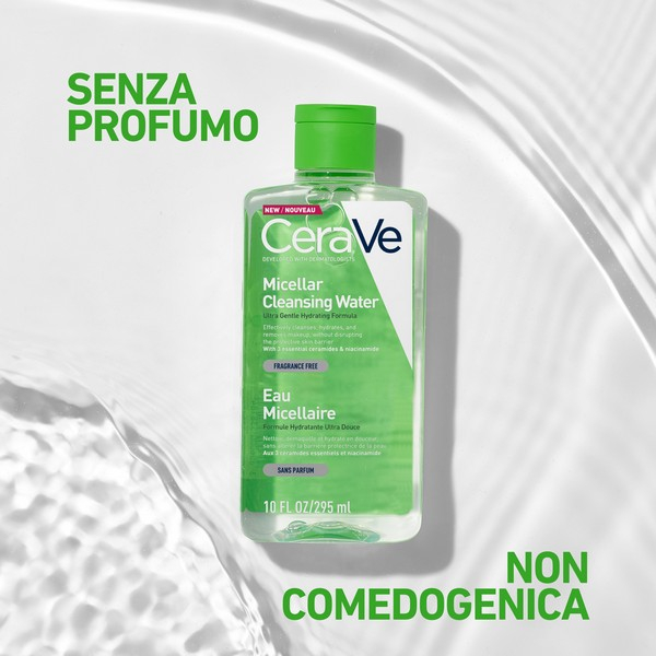 CeraVe Acqua Micellare, con 3 ceramidi essenziali: idrata, strucca ed aiuta il ripristino della barriera cutanea. Per tutti i tipi di pelle - 295ml