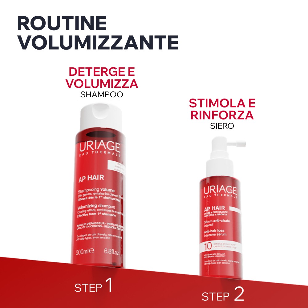 Uriage AP Hair - Shampoo Volumizzante Fortificante Per Capelli Fini E Diradati 200 ml