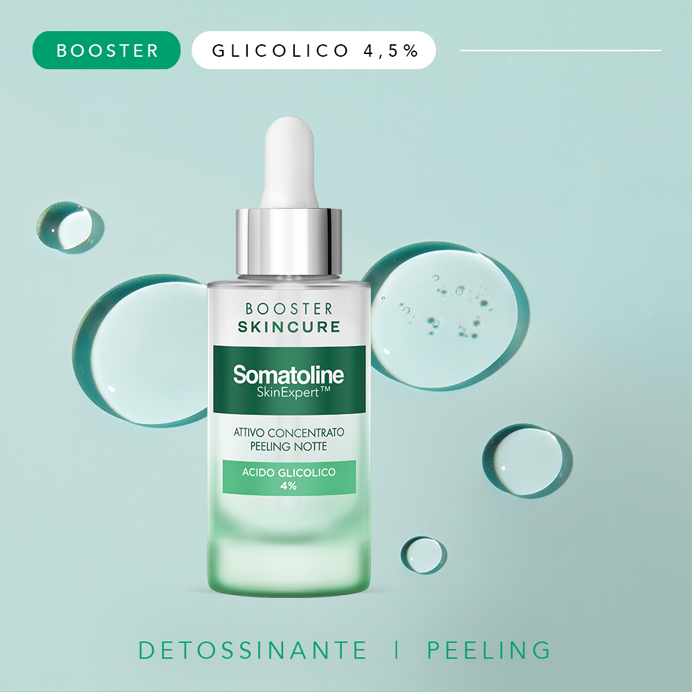 Somatoline SkinExpert, Skincure Booster Peeling - Glicolico 4,5%, Siero Viso   Esfoliante,  Acido Glicolico   30ml