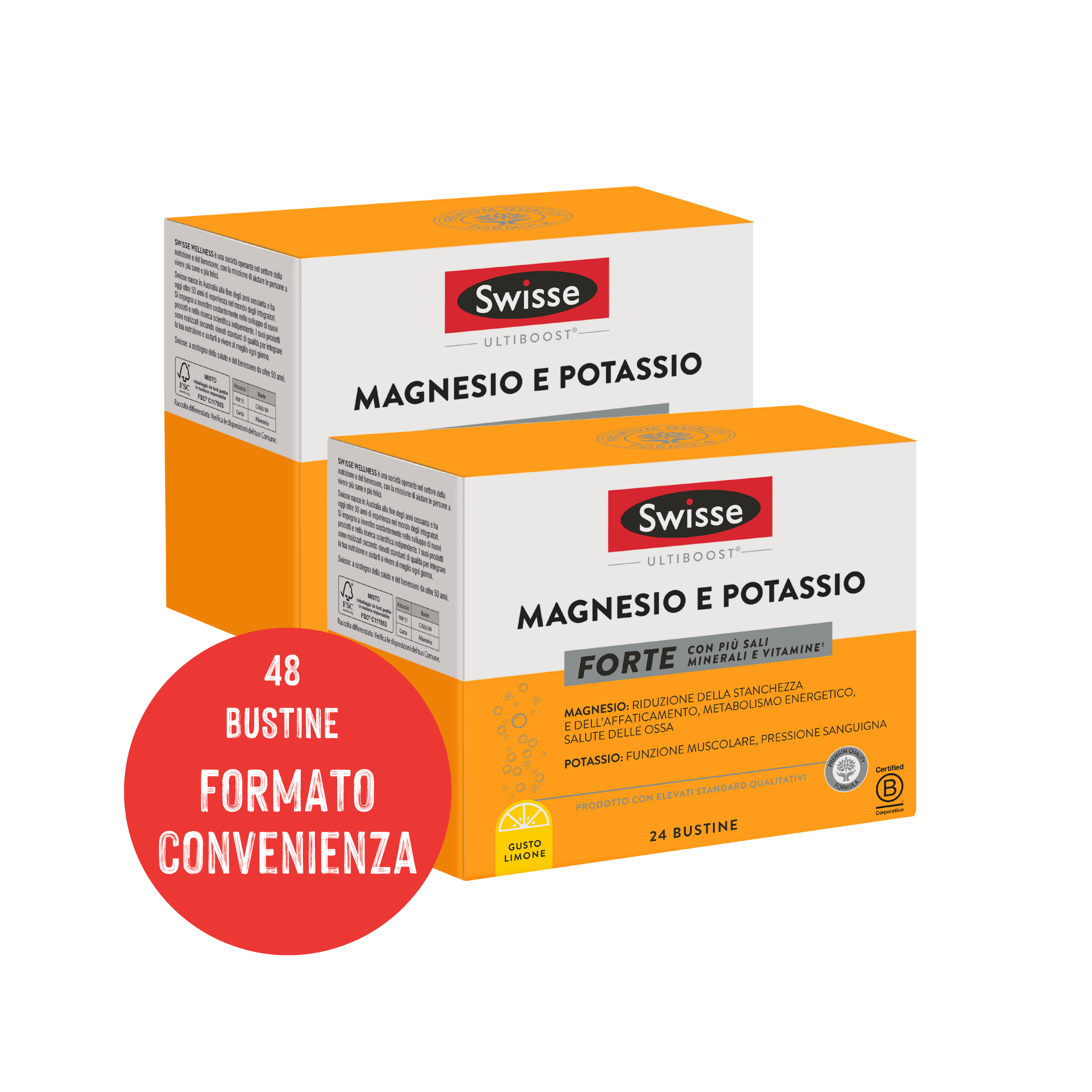 SWISSE MAGNESIO E POTASSIO FORTE - BIPACK - 48 BUSTINE 