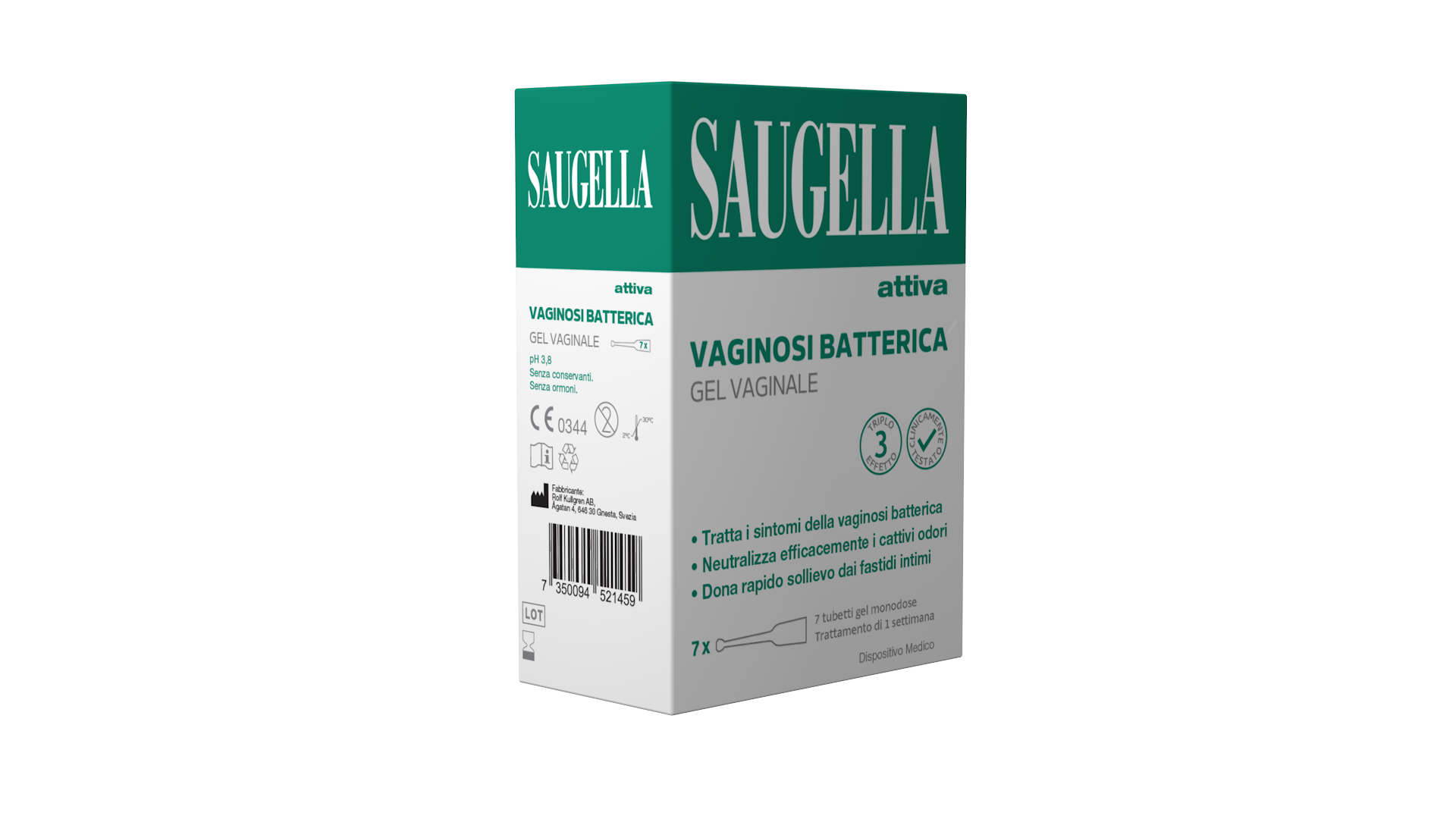 Saugella Attiva - Gel Vaginale Per Vaginosi Batterica 7 Tubi Monodose Da 5 ml