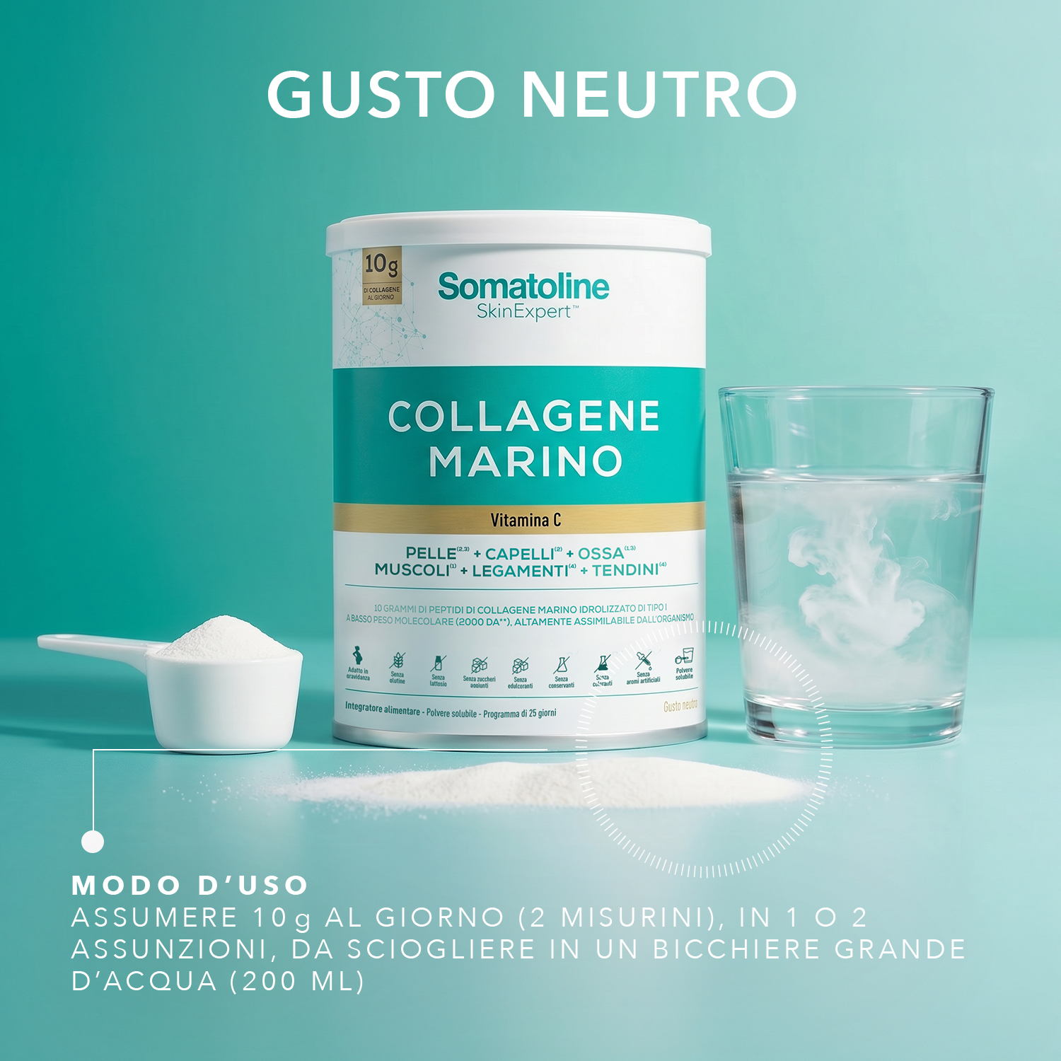 Somatoline SkinExpert Collagene Marino 278 g Gusto Neutro - Integratore Per Ossa E Muscoli
