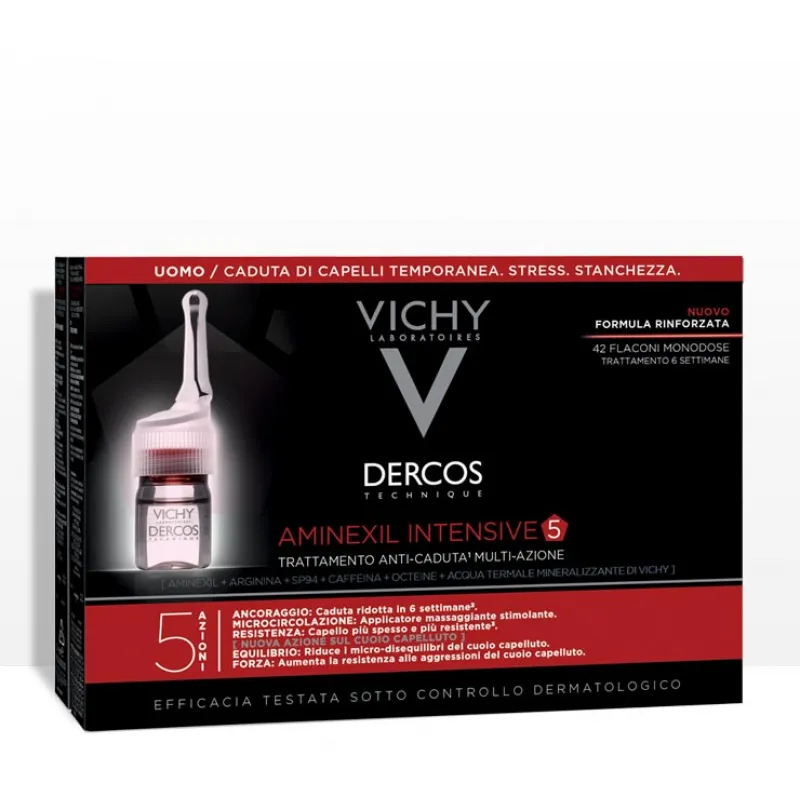 Vichy Dercos Aminexil Intensive 5 - trattamento anti-caduta per uomo 42 fiale 42 x 6 ml