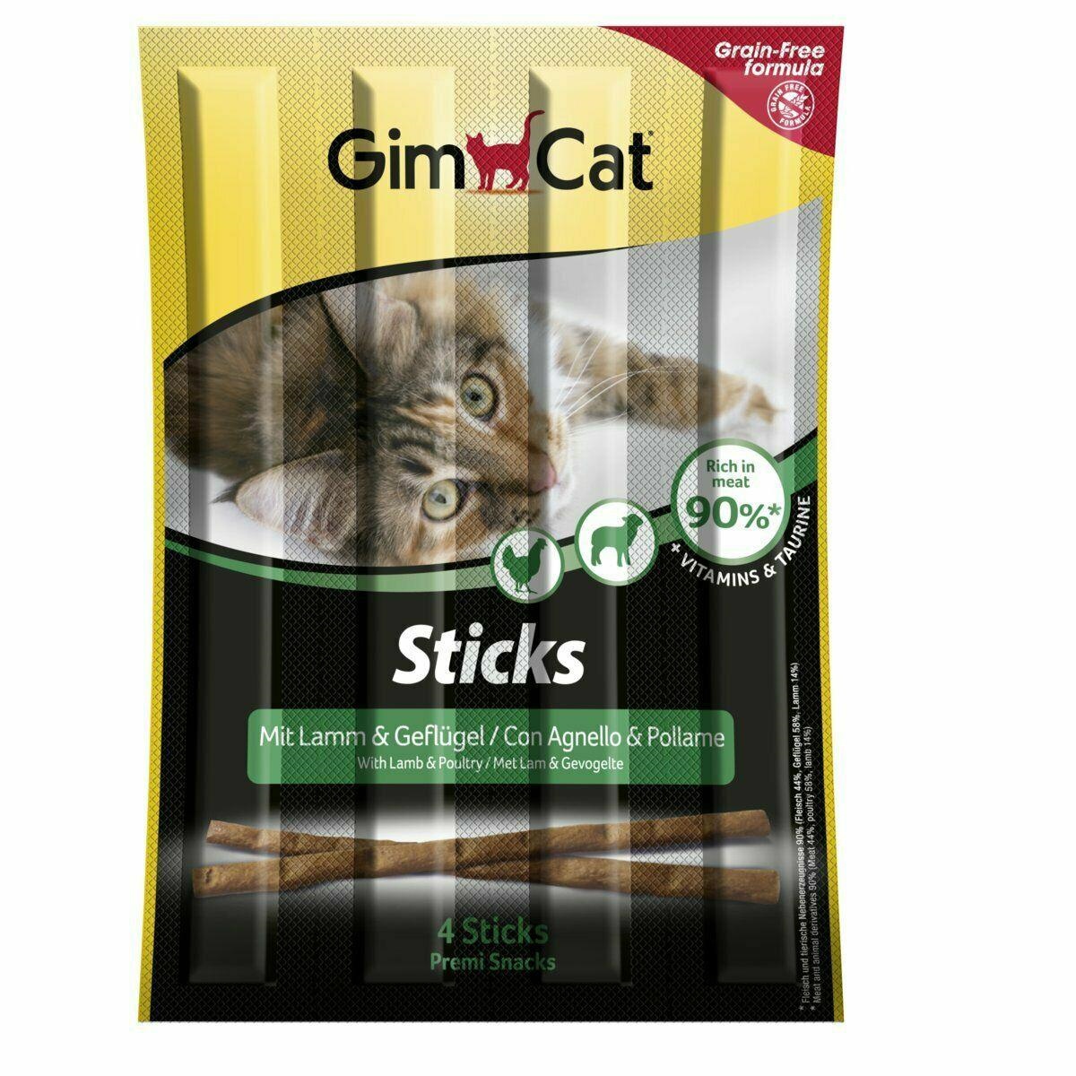 GIMBORN GIMCAT GATTO SNACK GRAIN FREE STICKS AGNELLO POLLAME 4PZ 20GR