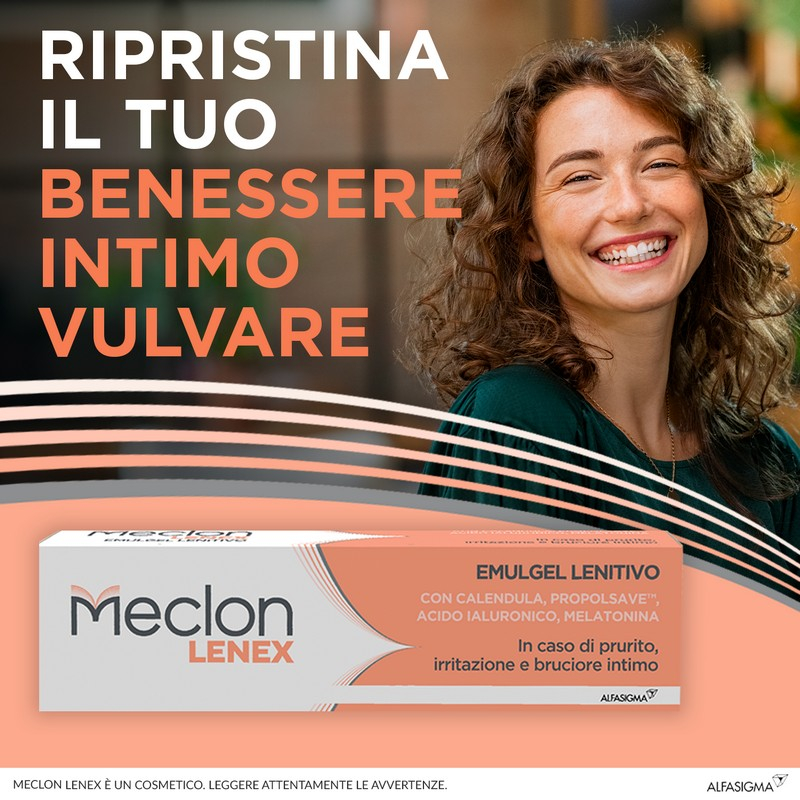 Meclon Lenex, Crema  vaginale esterna, Emulgel a Base di Sostanze di Origine Naturale Come Calendula, Propolsave, Acido Ialuronico e Melatonina, Lenisce, Protegge e Aiuta a Prevenire Nuove Infiammazioni, 50 ml