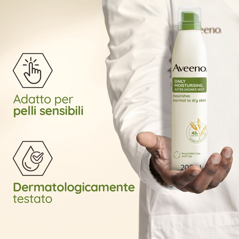 Aveeno Spray Idratante Corpo Dopo Doccia all'Avena per Proteggere e Nutrire la Pelle Secca, ad Assorbimento Rapido