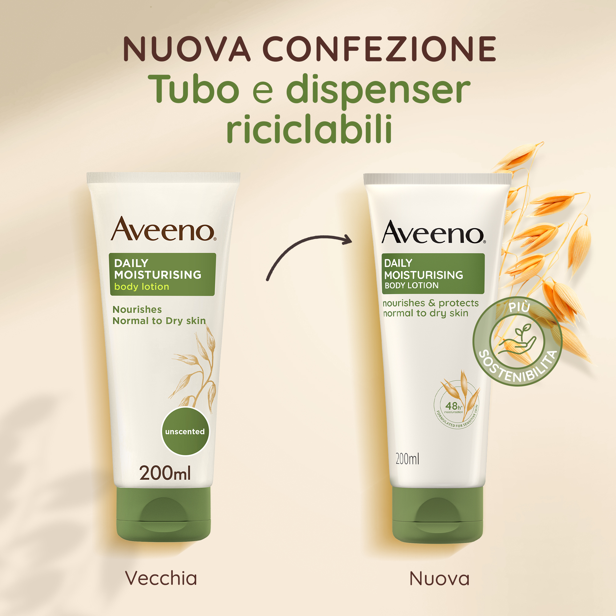 Aveeno Daily Moisturising Crema Idratante Corpo 200 ml, Crema corpo per pelli da normali a secche