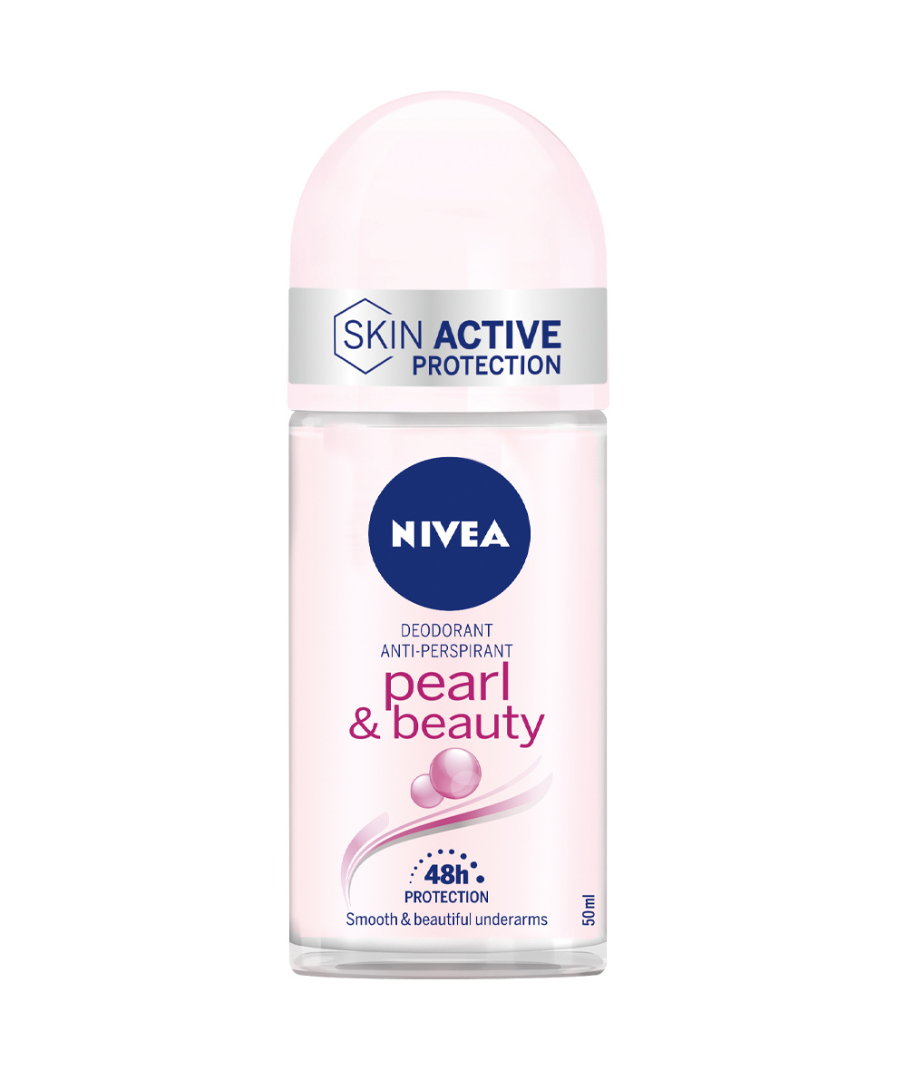 Nivea Pearl & Beauty Deodorante Roll on 50ml, Deodorante donna antitraspirante per una pelle morbida