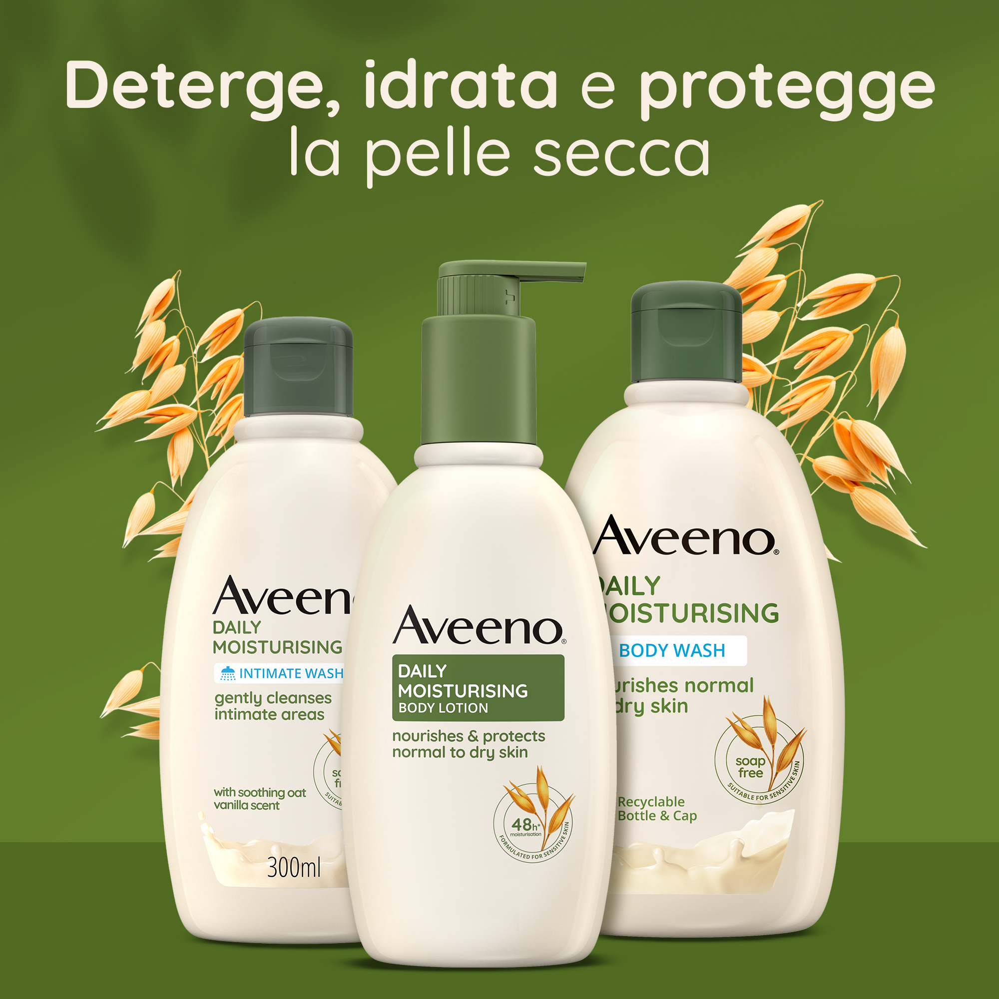 Aveeno Bagnoschiuma Daily Moisturising, Bagnodoccia Idratante per Pelli Normali e Sensibili all'Avena 300 ml