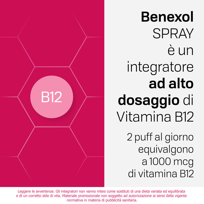 Benexol Spray Integratore alimentare di Vitamina B12 ad Alto Dosaggio, con Edulcorante, Flacone da 15ml