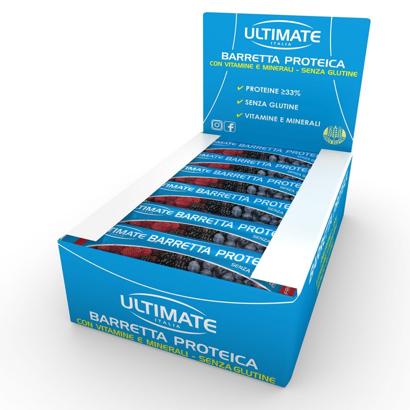Ultimate Italia - 24 Barrette Proteiche Gusto Frutti Rossi Da 40 g