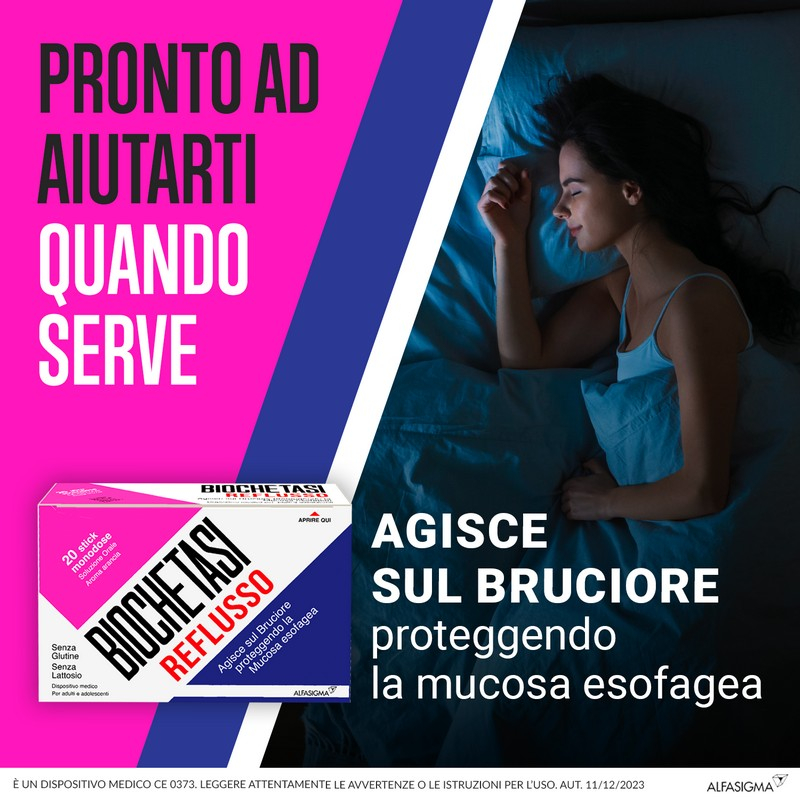 Biochetasi Reflusso, dispositivo medico utile in caso di sintomi da Reflusso Gastrico, Acidità e buciore di stomaco, Aroma Arancia,  20 Stick
