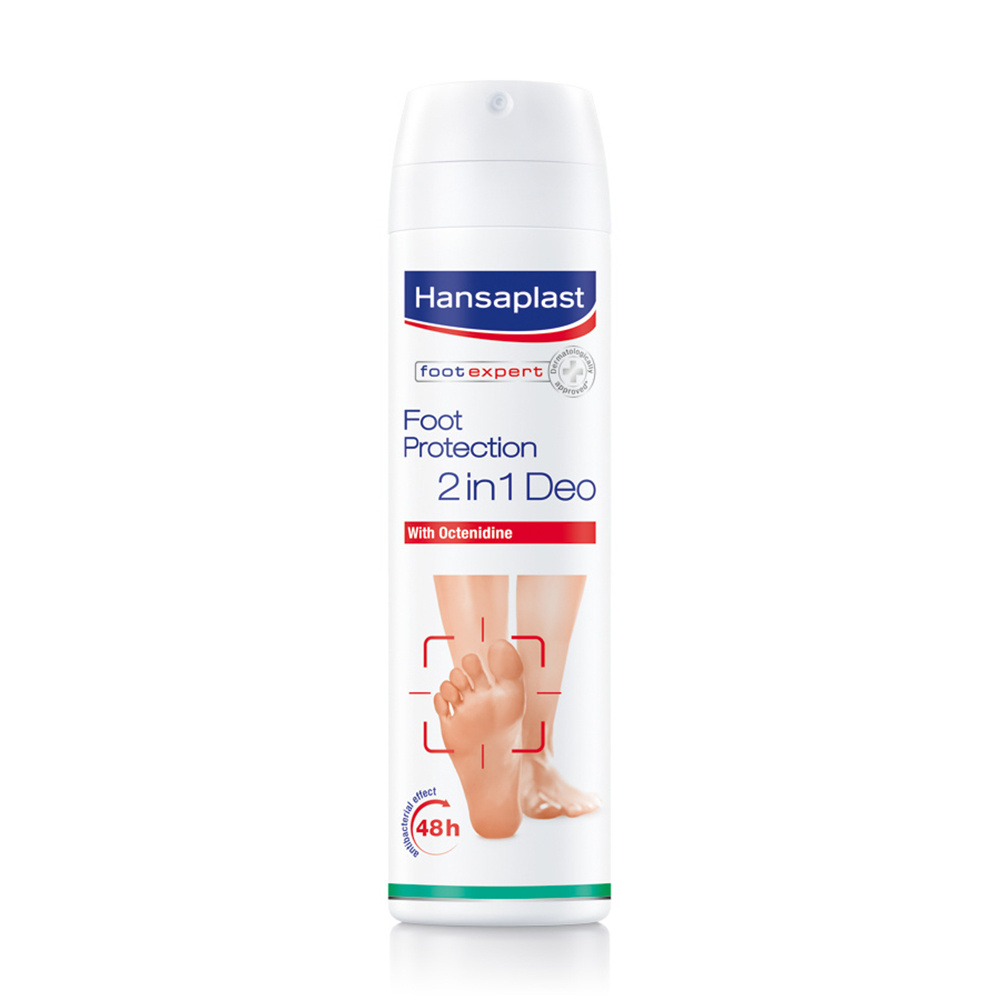 Hansaplast Deodorante Foot Protection 2in1 150 ml, Deodorante piedi spray senza alluminio