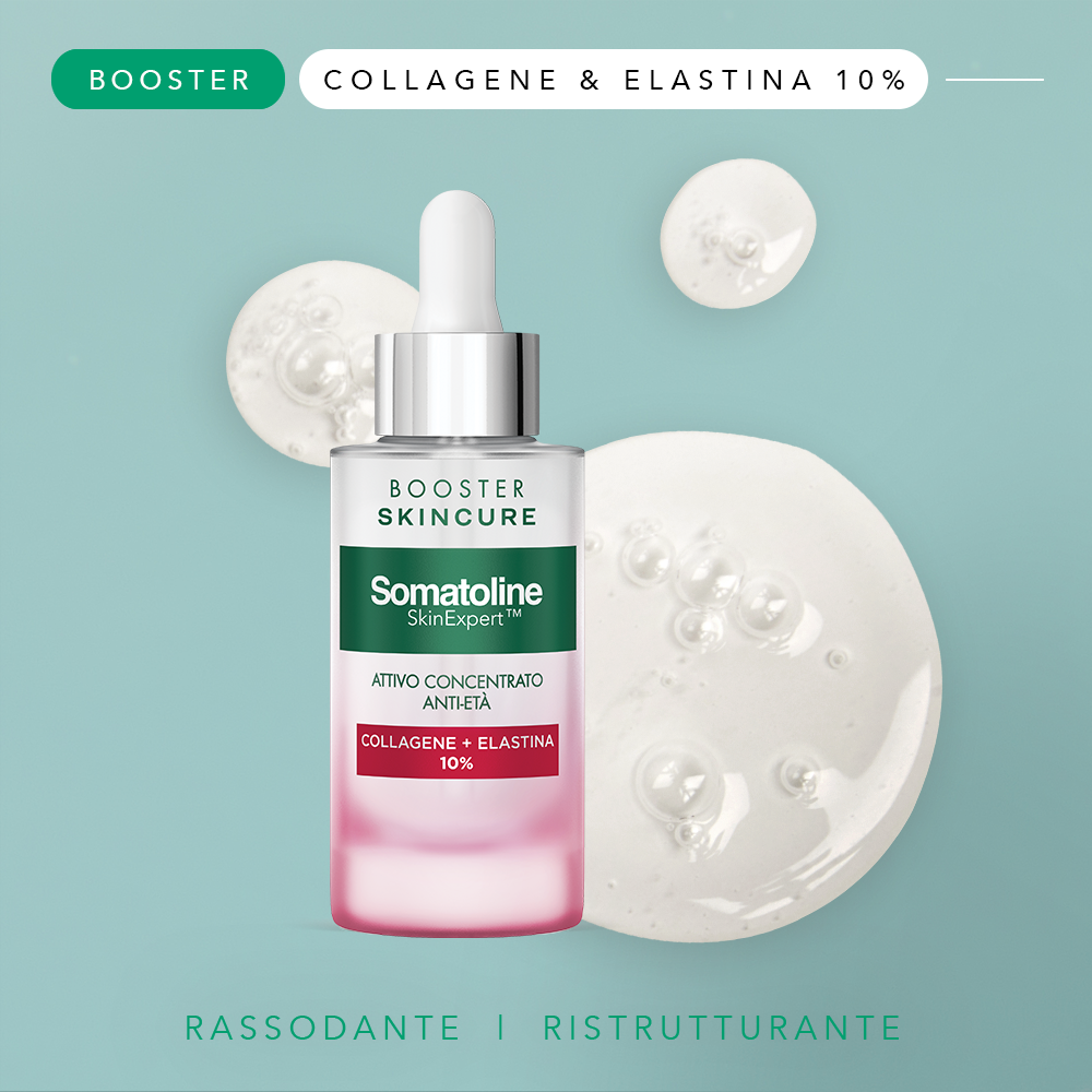 Somatoline SkinExpert, Skincure Booster Ridensificante Collagene + Elastina 10%, Siero Viso   Ridensificante,  Collagene ed Elastina   30ml