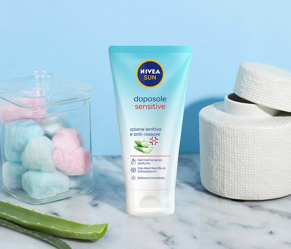 Nivea Sun Gel Crema Doposole Sensitive 175 ml, Dopo sole per pelli sensibili rinfrescante e lenitivo