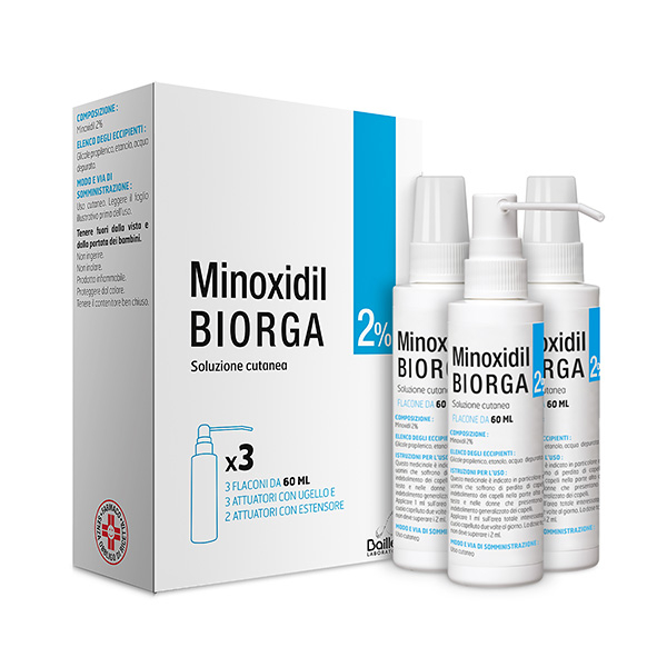 Minoxidil Biorga 2% Soluzione Cutanea 3 flaconi