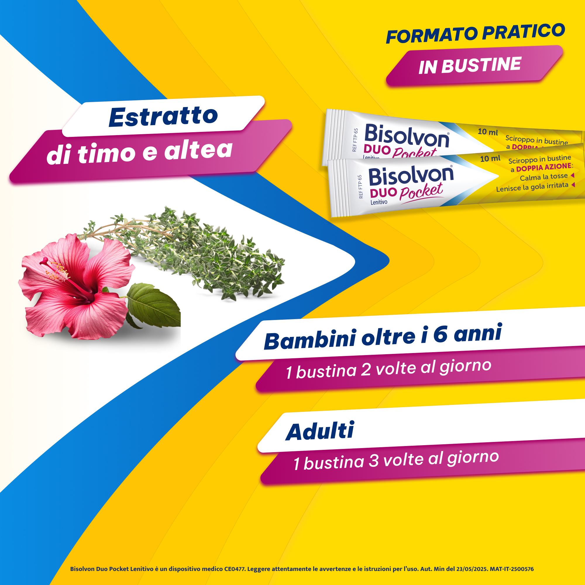 Bisolvon Duo Pocket Lenitivo Sciroppo in Bustina Contro Tosse e Gola Irritata, per Adulti e Bambini (12 Bustine Monodose)