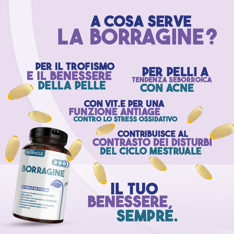 Nutracle Borragine 50 Perle Morbide - Integratore Per La Pelle