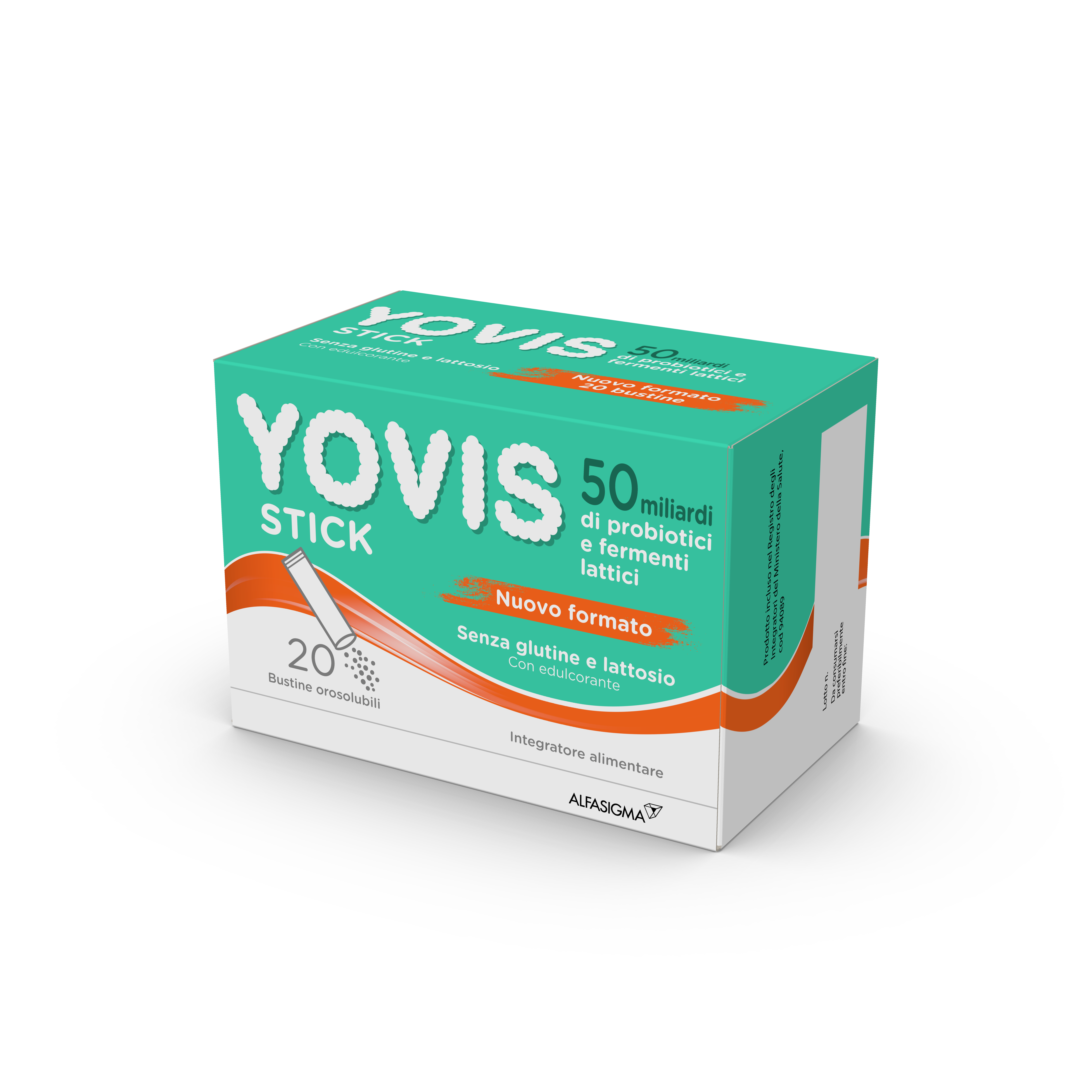 Yovis Stick, Probiotici per il Benessere Intestinale, 50 Miliardi di Fermenti Lattici Vivi, Senza Glutilne e Lattosio, 20 Bustine Orosolubili
