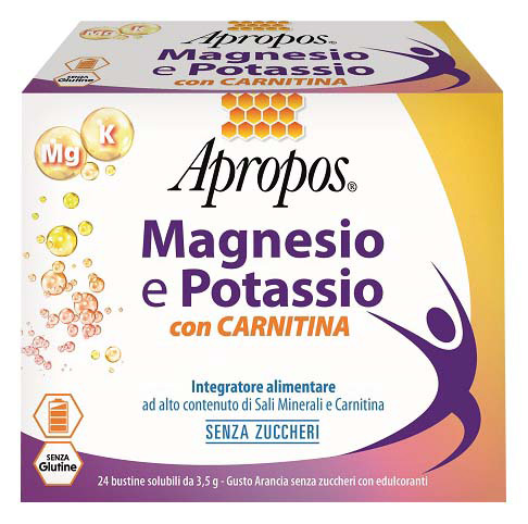 Apropos Magnesio Potassio con Carnitina 24x3,5g Senza Zuccheri