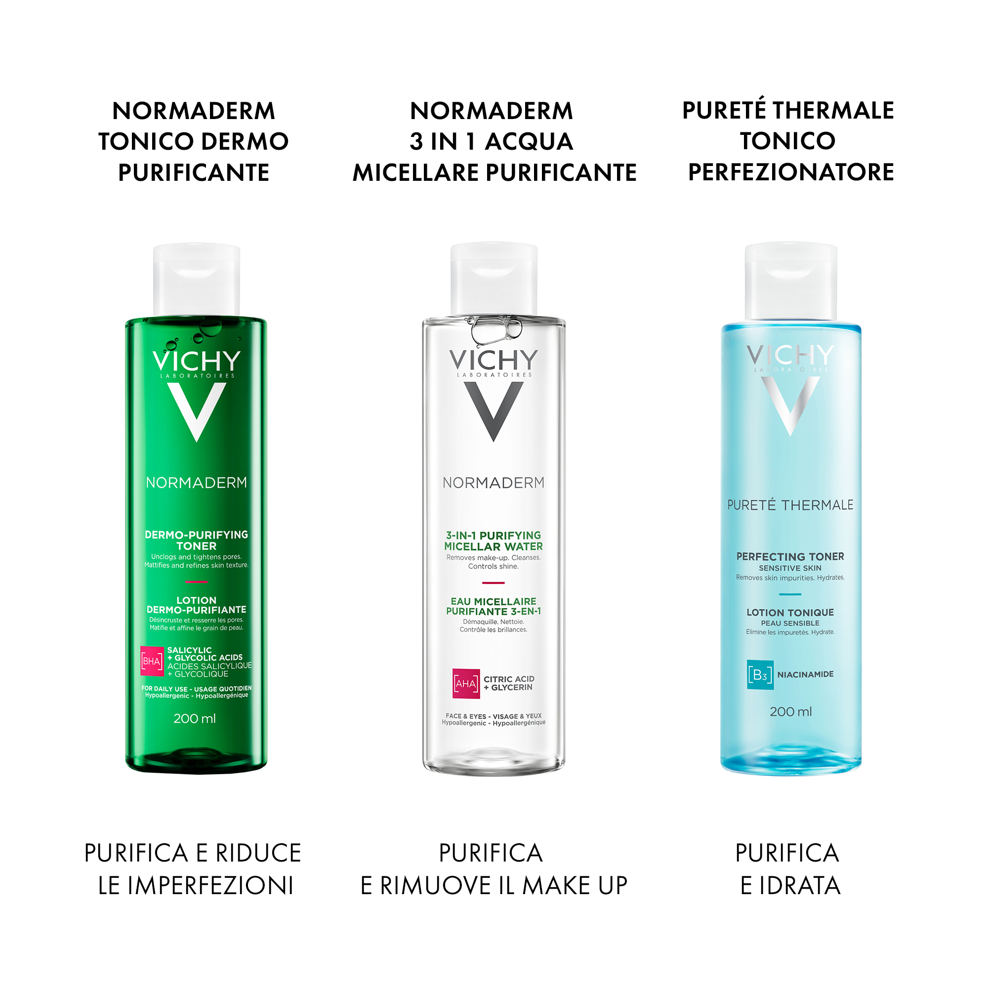 Vichy Normaderm Tonico Astringente Purificante per pelli grasse a tendenza acneica 200 ml