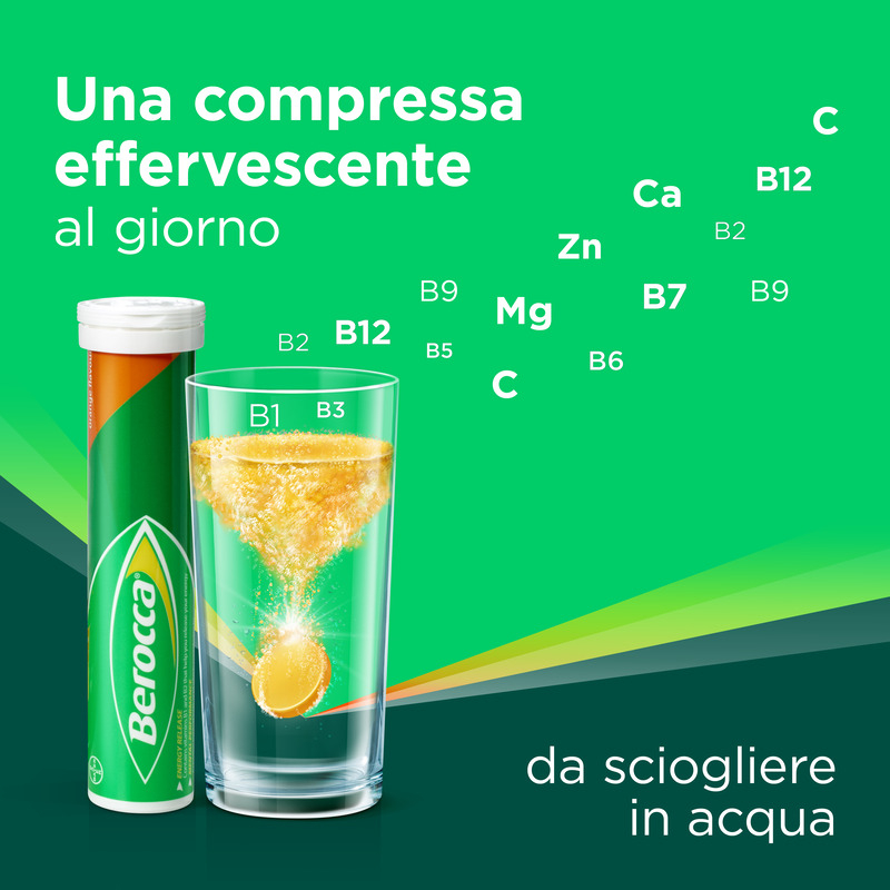 Berocca Plus, Integratore Alimentare, contro Stanchezza Fisica e Mentale, con Vitamine B, Vitamina C, Calcio, Magnesio e Zinco, Gusto Arancia, 15 Compresse Effervescenti