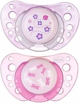 Chicco Physio Air Succhietto Caucciu Girl 0-6 Mesi 2 Pezzi