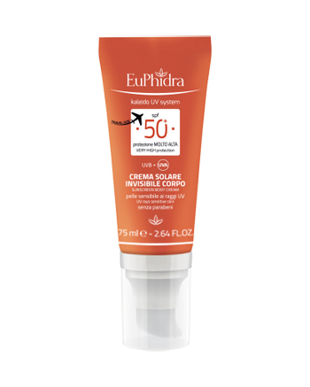 EuPhidra Crema solare invisibile corpo 50+ KALEIDO UV SYSTEM Tubo airless con dispenser da 75 ml