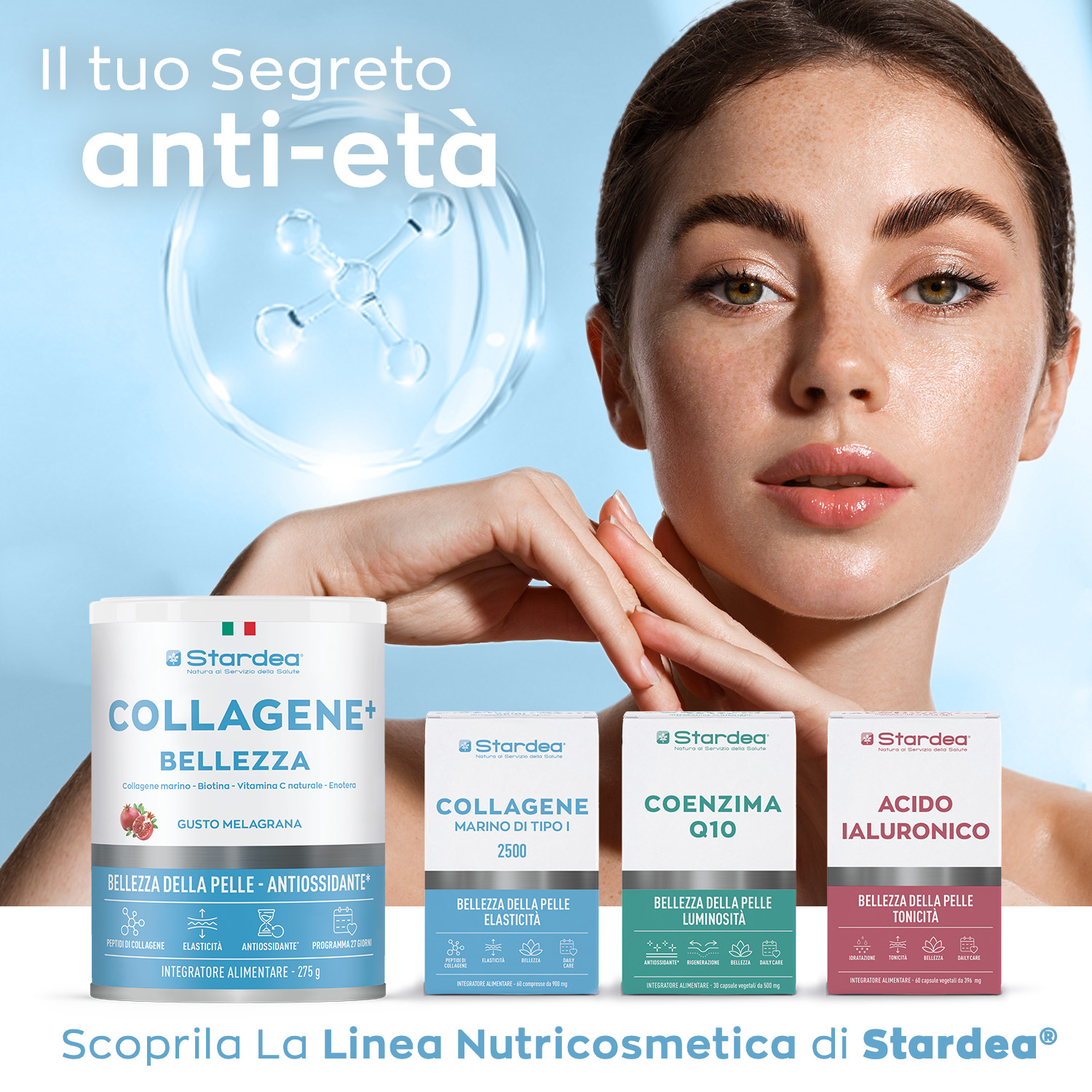 STARDEA COLLAGENE + BELLEZZA POLVERE - INTEGRATORE ALIMENTARE A BASE DI Collagene marino  e Acido ialuronico per la BELLEZZA DELLA PELLE - POLVERE 275 GR.