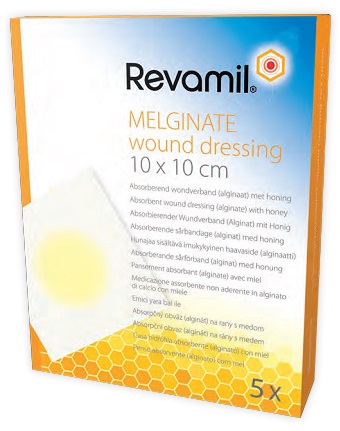 Revamil Melginate Garza Medicazioni Essudanti 10 x 10 cm 5 Pezzi