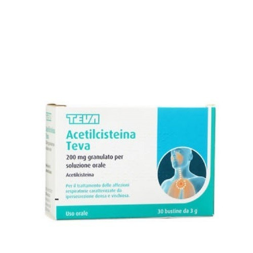 Acetilcisteina Teva 200mg Granulato per Soluzione Orale 30 Bustine
