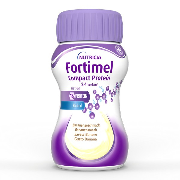 Nutricia Fortimel Compact Protein, Gusto Banana, Ipercalorico e Iperproteico, 4 x 125ml