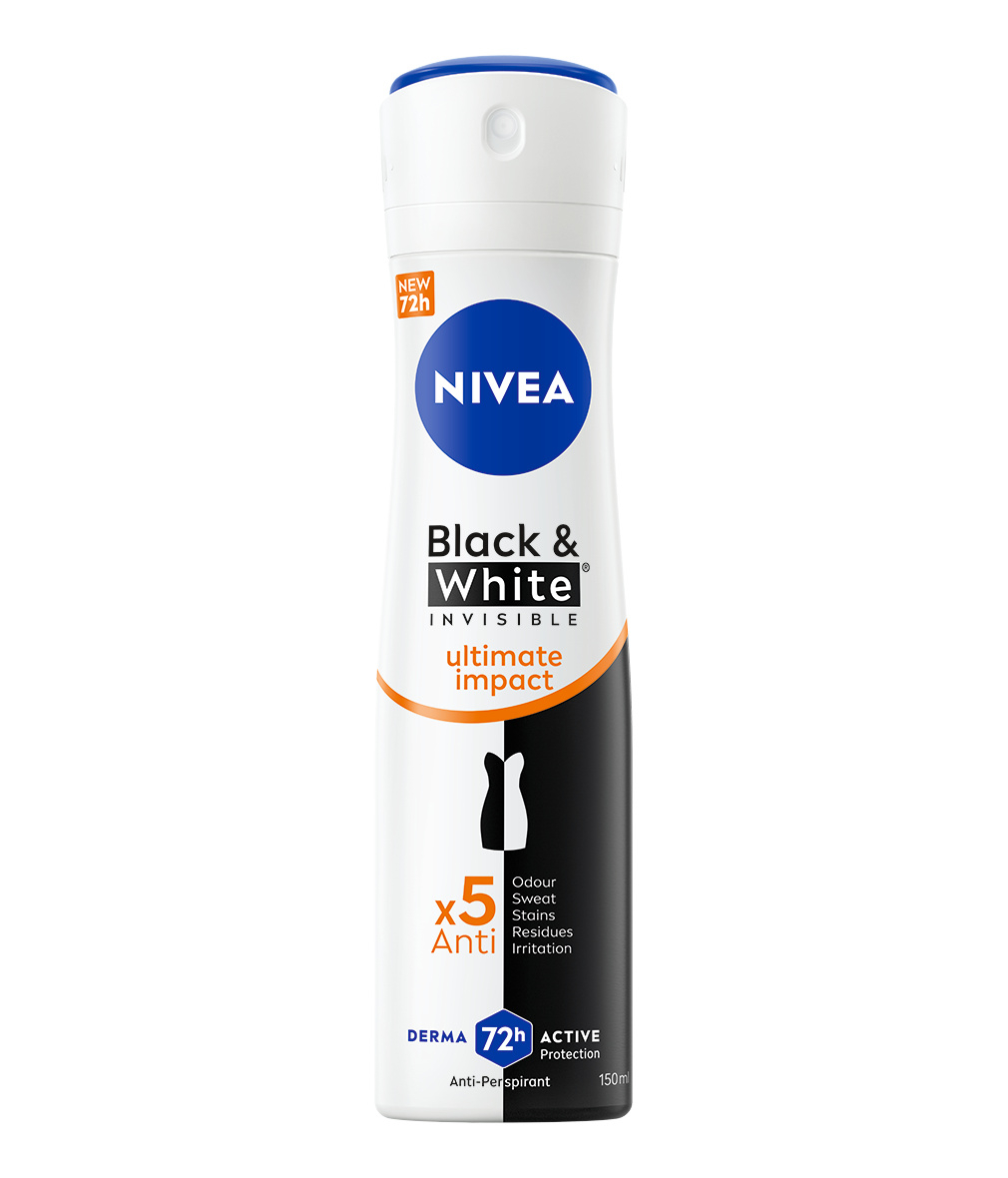 Nivea Black & White Invisible Ultimate Impact Spray 12 x 150ml, Deodorante spray on antitraspirante