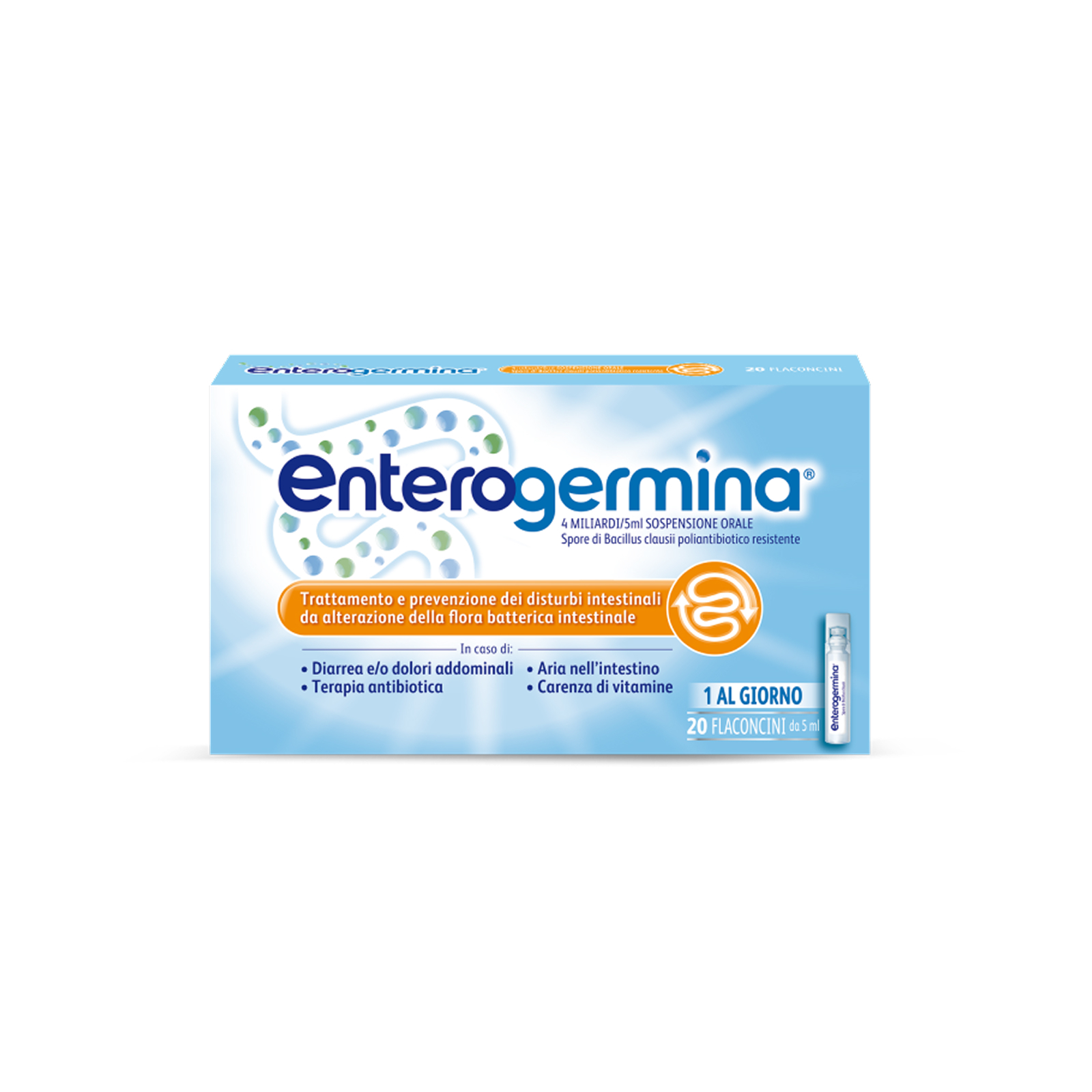 Enterogermina 4 Miliardi/5 ml Sospensione Orale - Fermenti Lattici E Probiotici Per I Disturbi Intestinali 20 Fiale