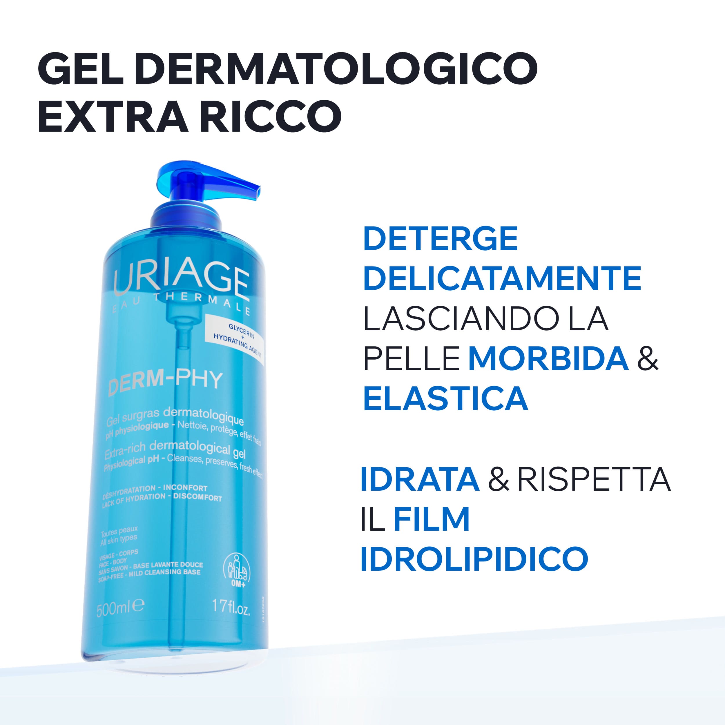 Uriage Derm-Phy Gel Doccia Dermatologico Lenitivo E Protettivo Per Pelle Sensibile 500 ml