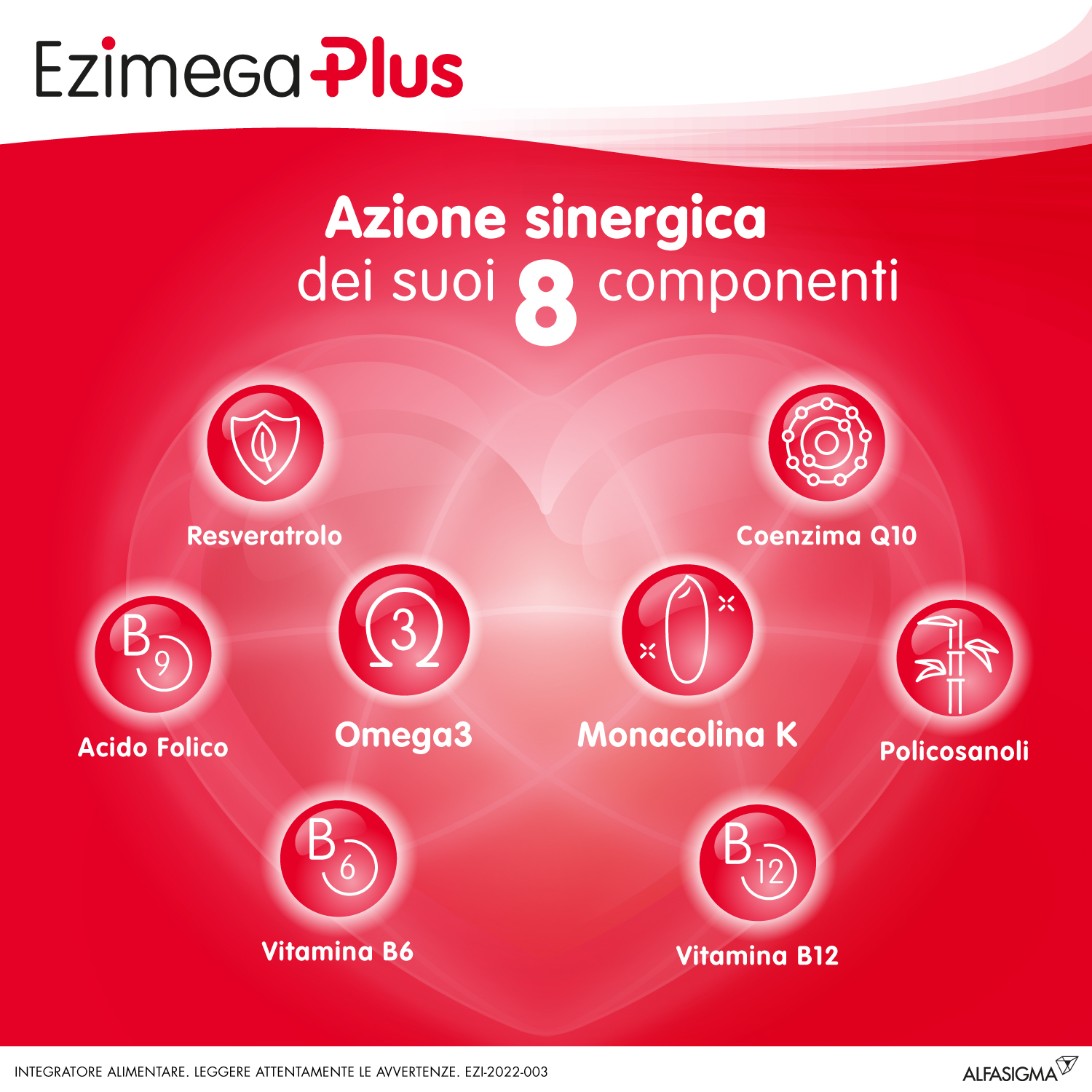 Ezimega Plus, Integratore per il Colestereolo a Base di Omega-3, Policosanoli, Resveratrolo, Acido Folico, Monacolina K, Coenzima Q10, Vitamina B6 e Vitamina B12, utile per il controllo del colesterolo e dei trigliceridi, 20 Capsule molli