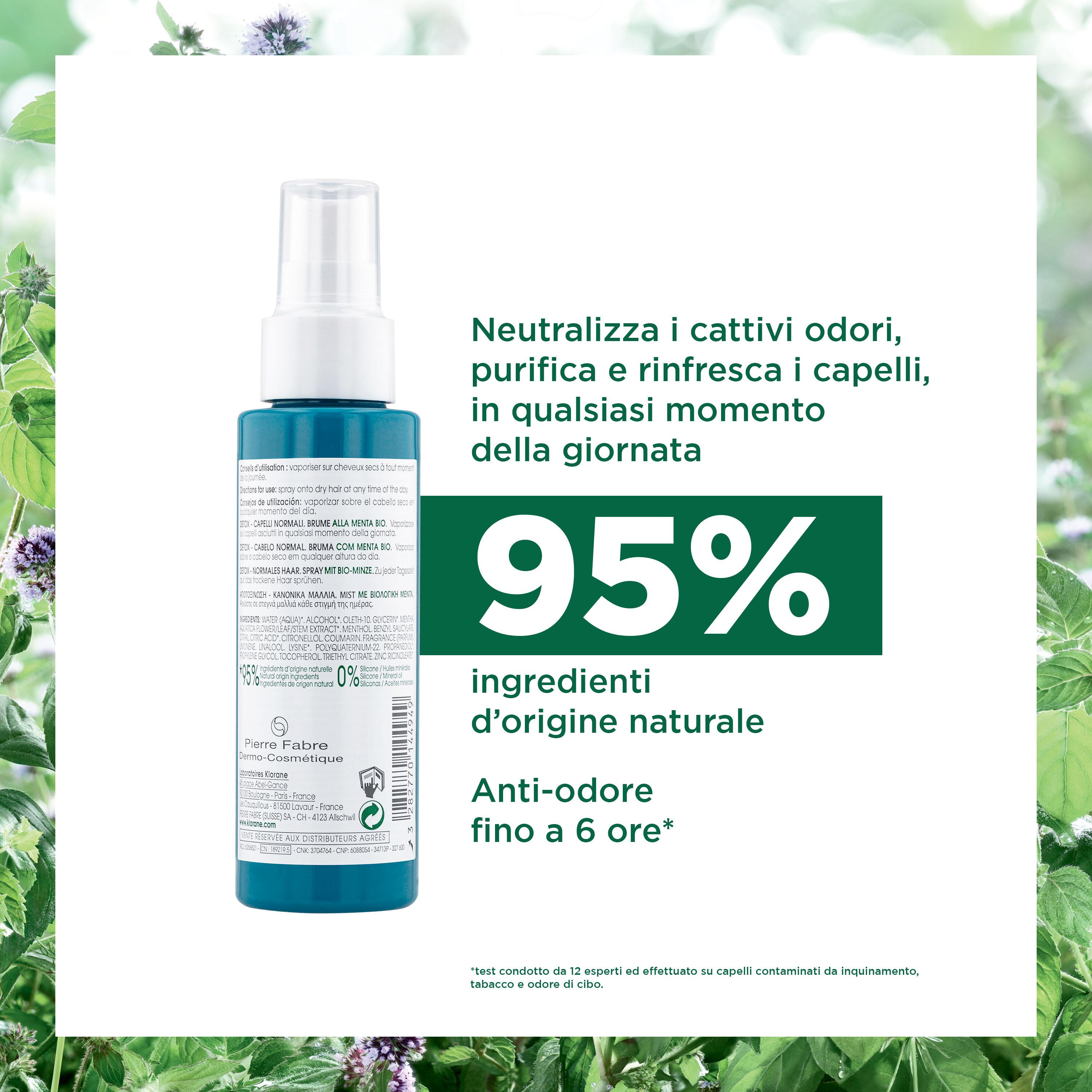 Klorane - Spray Detossinante Alla Menta Bio Per Capelli Normali 100 ml