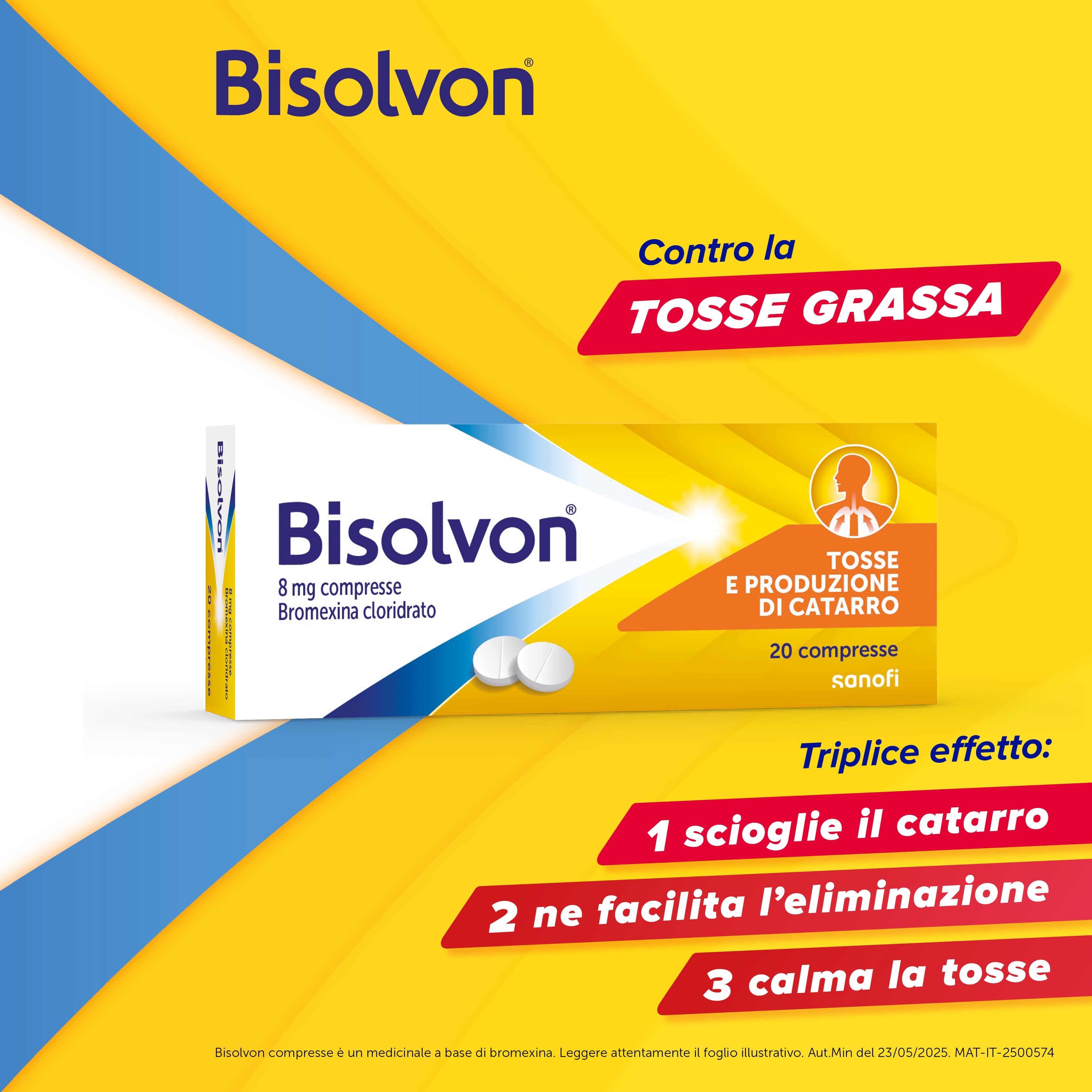 Bisolvon - Mucolitico per tosse grassa - 20 compresse - 8 mg