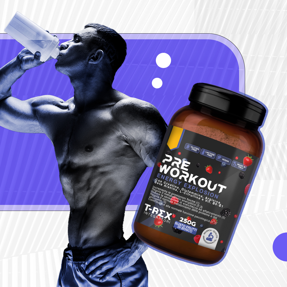 T-Rex Integratori Pre Workout Energy Explosion Gusto Frutti Di Bosco 250 g - Integratore Per Lo Sport