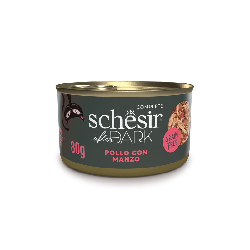 SCHESIR GATTO AFTER DARK GRAIN FREE PATE' ADULT POLLO MANZO 80GR (lattina)